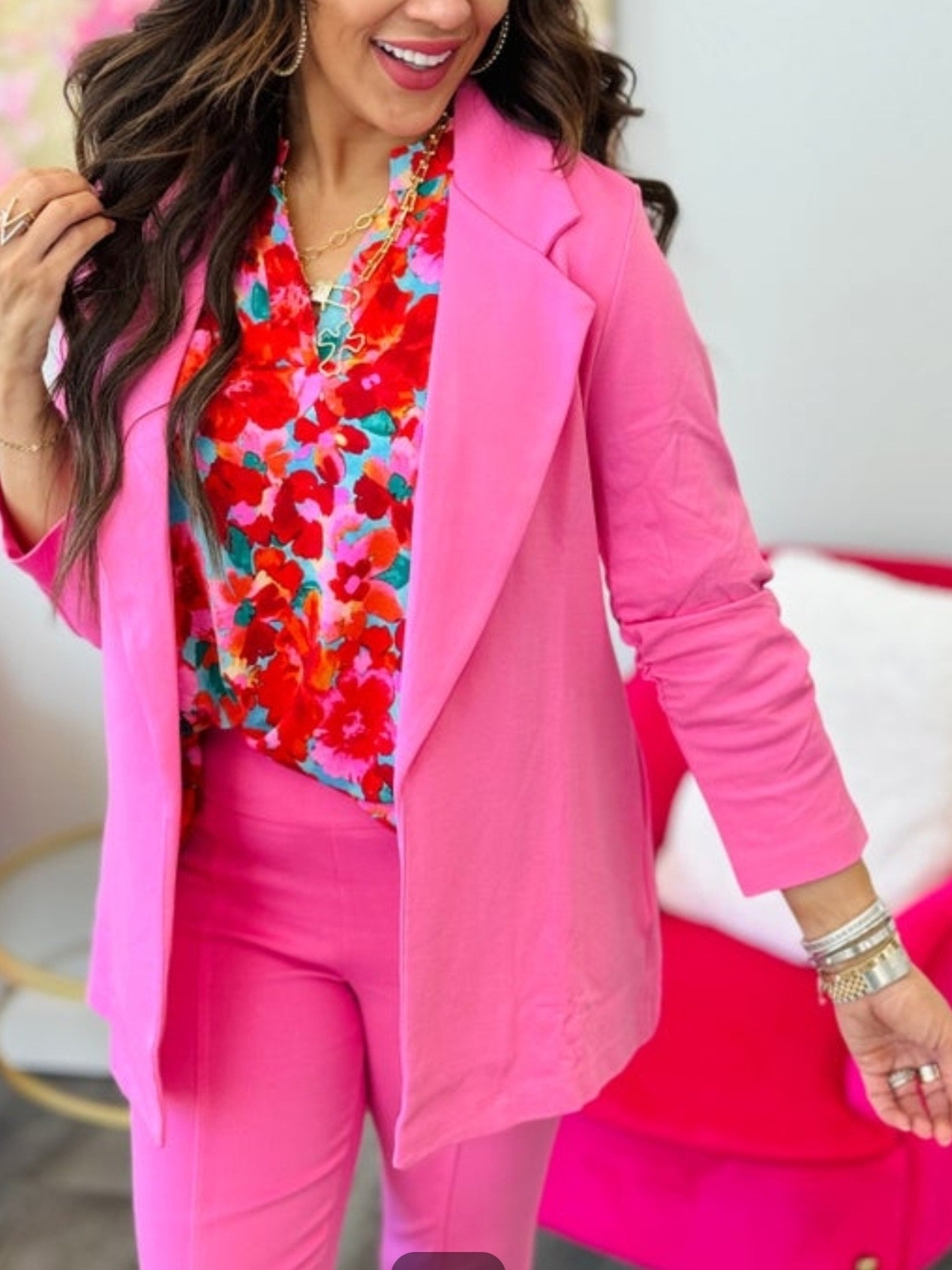 Dear Scarlett Women’s Dark Pink Open-Front 3/4 Sleeve Magic Blazer Size XL